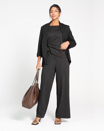 Boat Neck Sleeveless Tie Side Cool Touch Stripe Work Jumpsuit with Pockets-Easy Peezy Edition