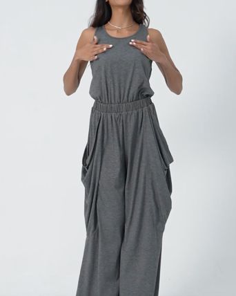 Sleeveless Cut Out Wide Leg Casual Jumpsuit with Pockets-Easy Peezy Edition