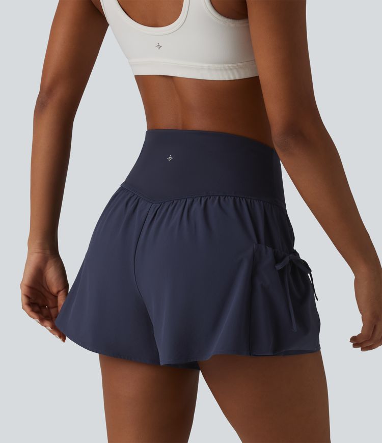 High Waisted 2-in-1 Workout Baggy Shorts with Pockets High Waisted 2-in-1 Workout Baggy Shorts with Pockets