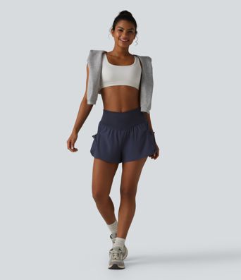 High Waisted 2-in-1 Workout Baggy Shorts with Pockets High Waisted 2-in-1 Workout Baggy Shorts with Pockets