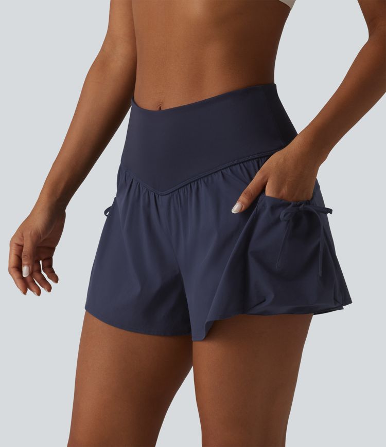 High Waisted 2-in-1 Workout Baggy Shorts with Pockets High Waisted 2-in-1 Workout Baggy Shorts with Pockets