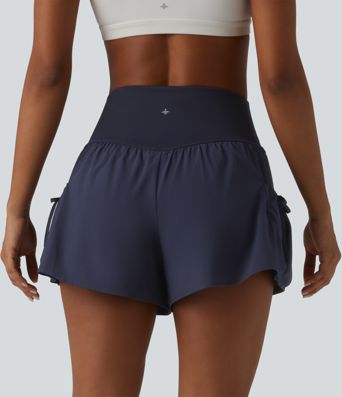 High Waisted 2-in-1 Workout Baggy Shorts with Pockets High Waisted 2-in-1 Workout Baggy Shorts with Pockets