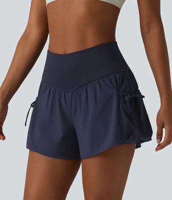 High Waisted 2-in-1 Workout Baggy Shorts with Pockets High Waisted 2-in-1 Workout Baggy Shorts with Pockets