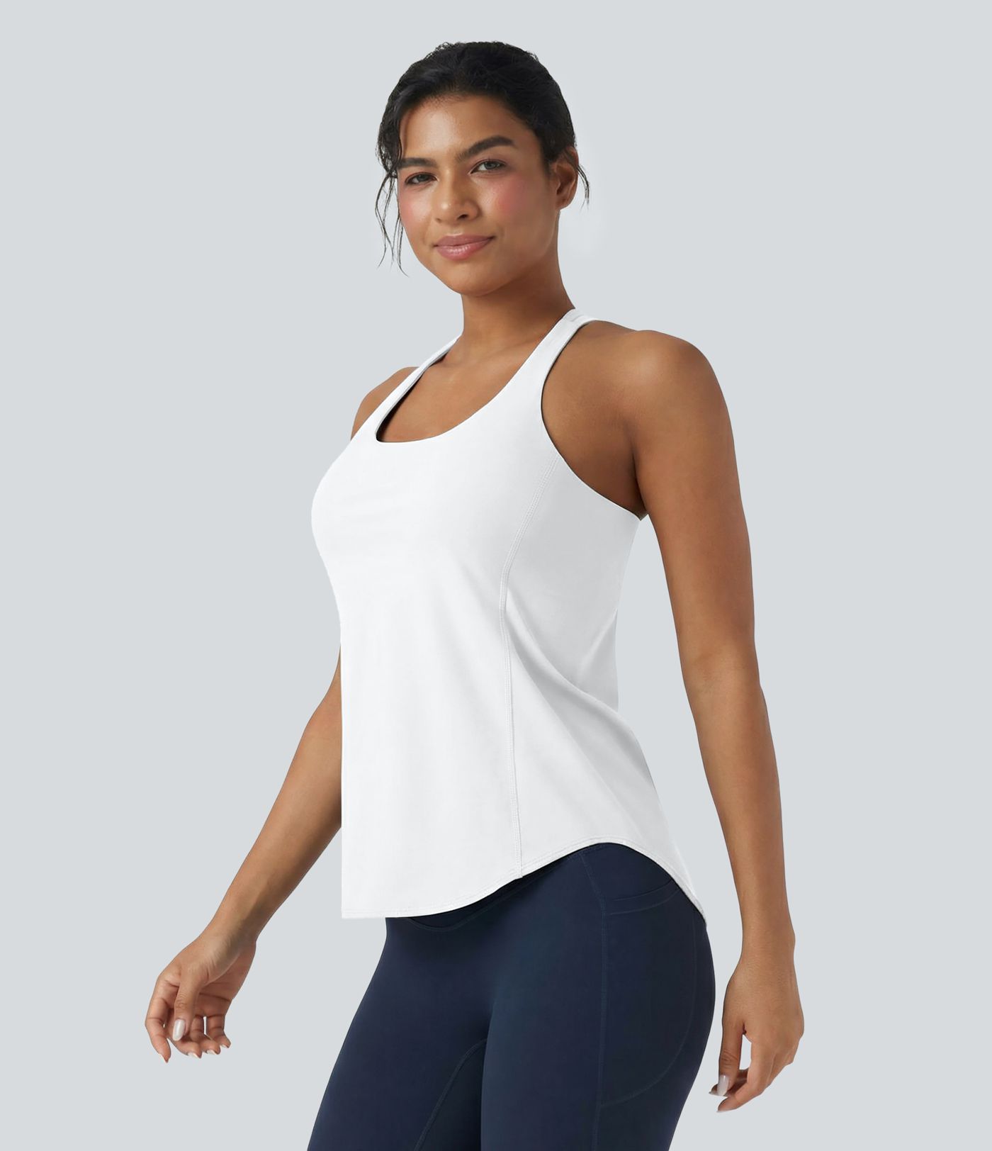 Halara UltraSculpt™ Round Neck Crisscross Back Running Tank Tops DD-F Cups