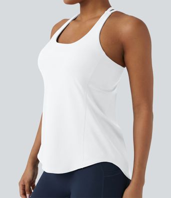 Halara UltraSculpt™ Round Neck Crisscross Back Running Tank Tops DD-F Cups