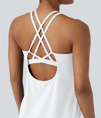 Halara UltraSculpt™ Round Neck Crisscross Back Running Tank Tops DD-F Cups