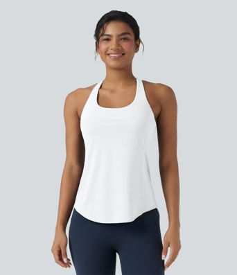 Halara UltraSculpt™ Round Neck Crisscross Back Running Tank Tops DD-F Cups