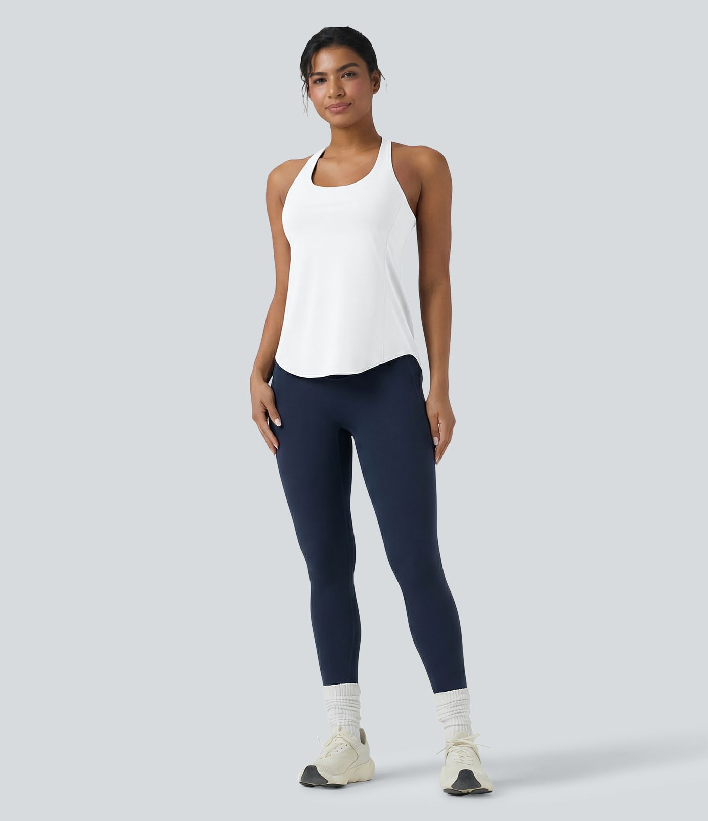 Halara UltraSculpt™ Round Neck Crisscross Back Running Tank Tops DD-F Cups