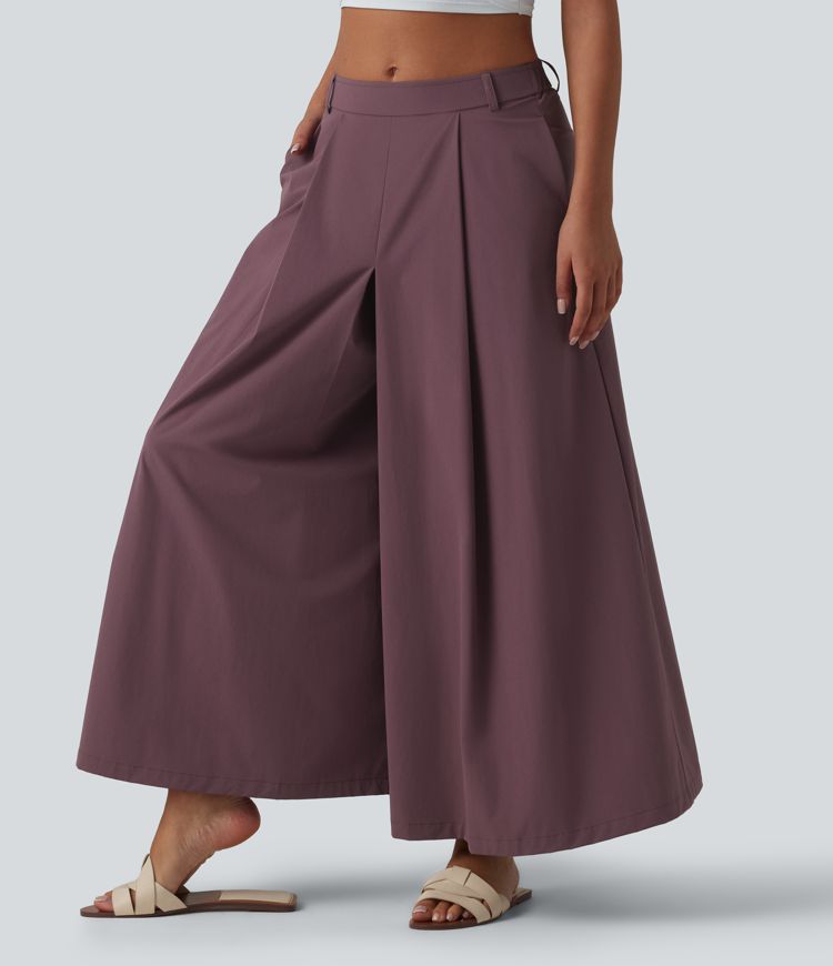 Mittelhoch geschnittene, plissierte 7/8-Freizeit-Culottes mit Taschen