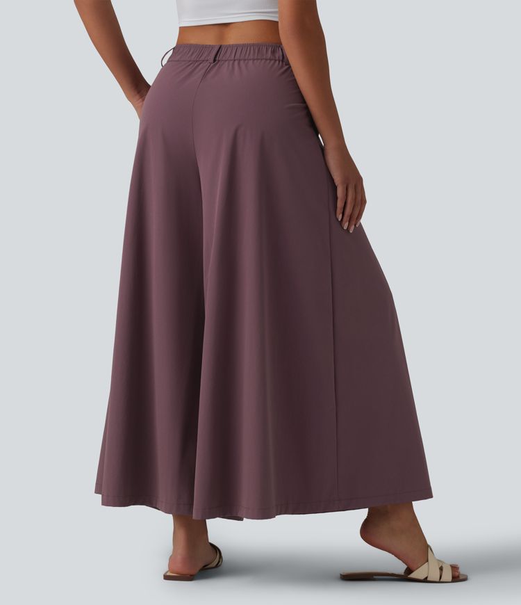 Mittelhoch geschnittene, plissierte 7/8-Freizeit-Culottes mit Taschen