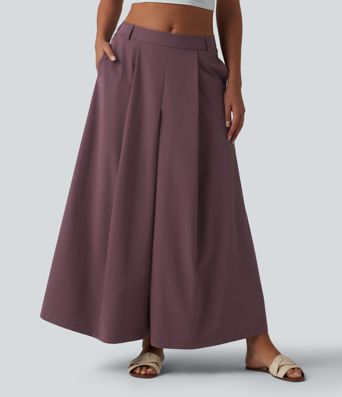 Mittelhoch geschnittene, plissierte 7/8-Freizeit-Culottes mit Taschen