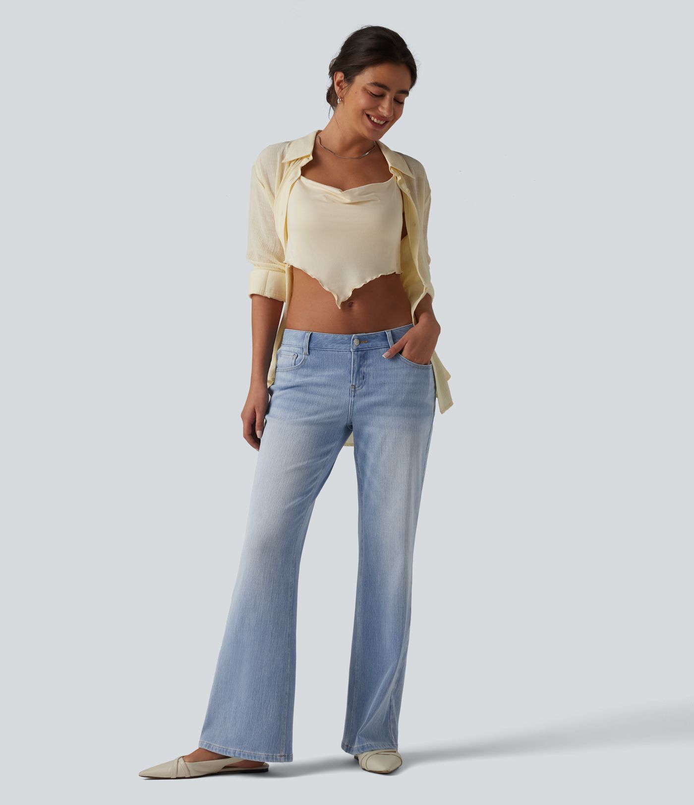 Halara Flex™ Low Rise Straight Leg Casual Jeans with Pockets