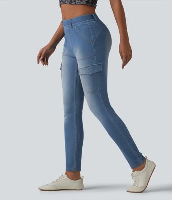 Halara Flex™ Mid Rise Skinny Casual Cargo Jeans with Pockets