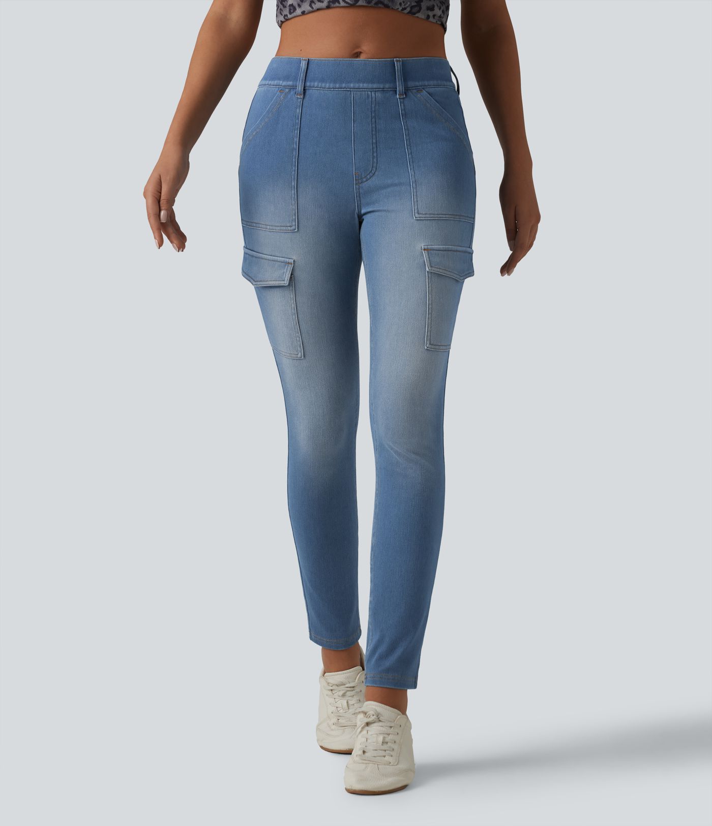 Halara Flex™ Mid Rise Skinny Casual Cargo Jeans with Pockets