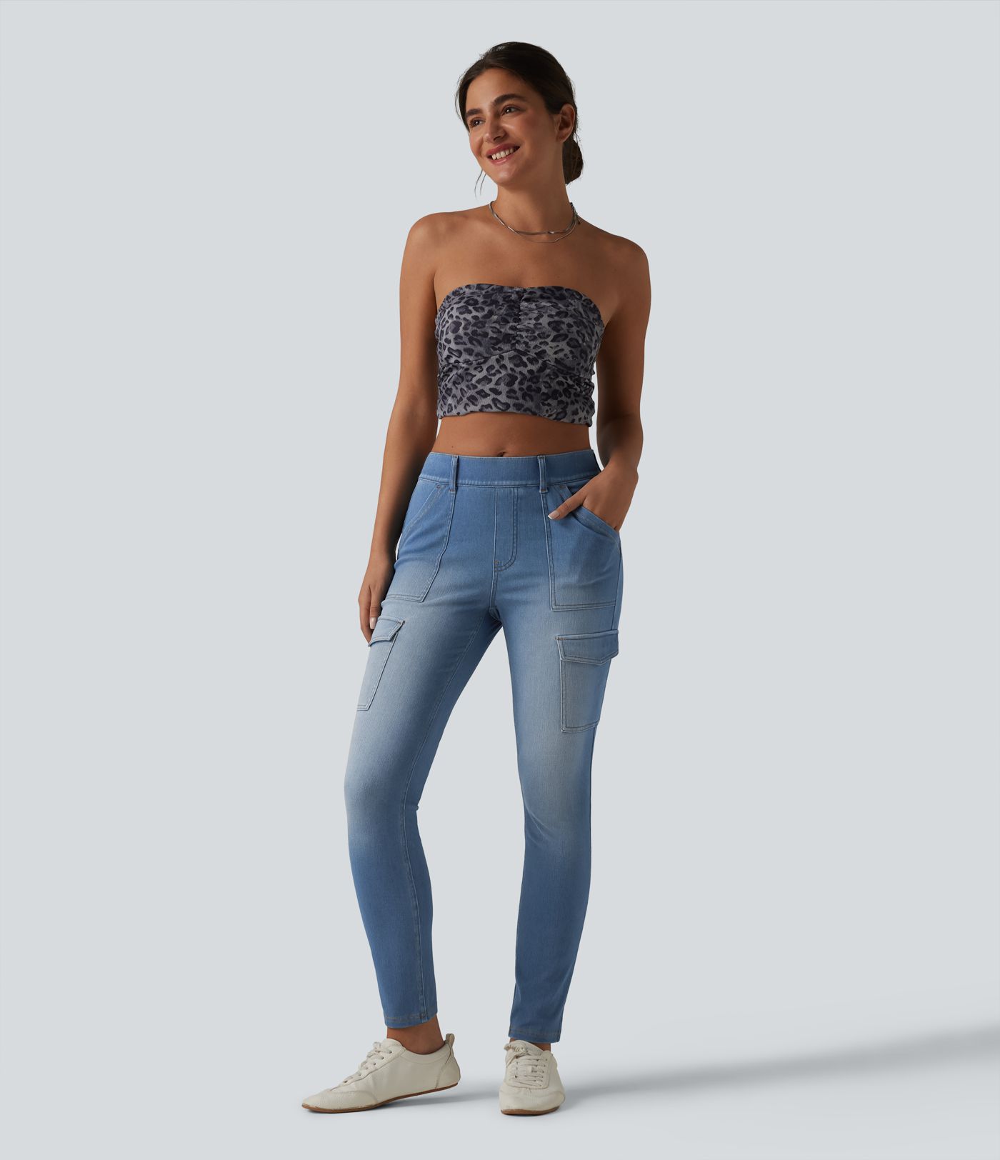 Halara Flex™ Mid Rise Skinny Casual Cargo Jeans with Pockets