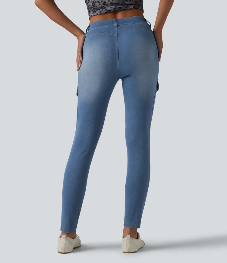 Halara Flex™ Mid Rise Skinny Casual Cargo Jeans with Pockets