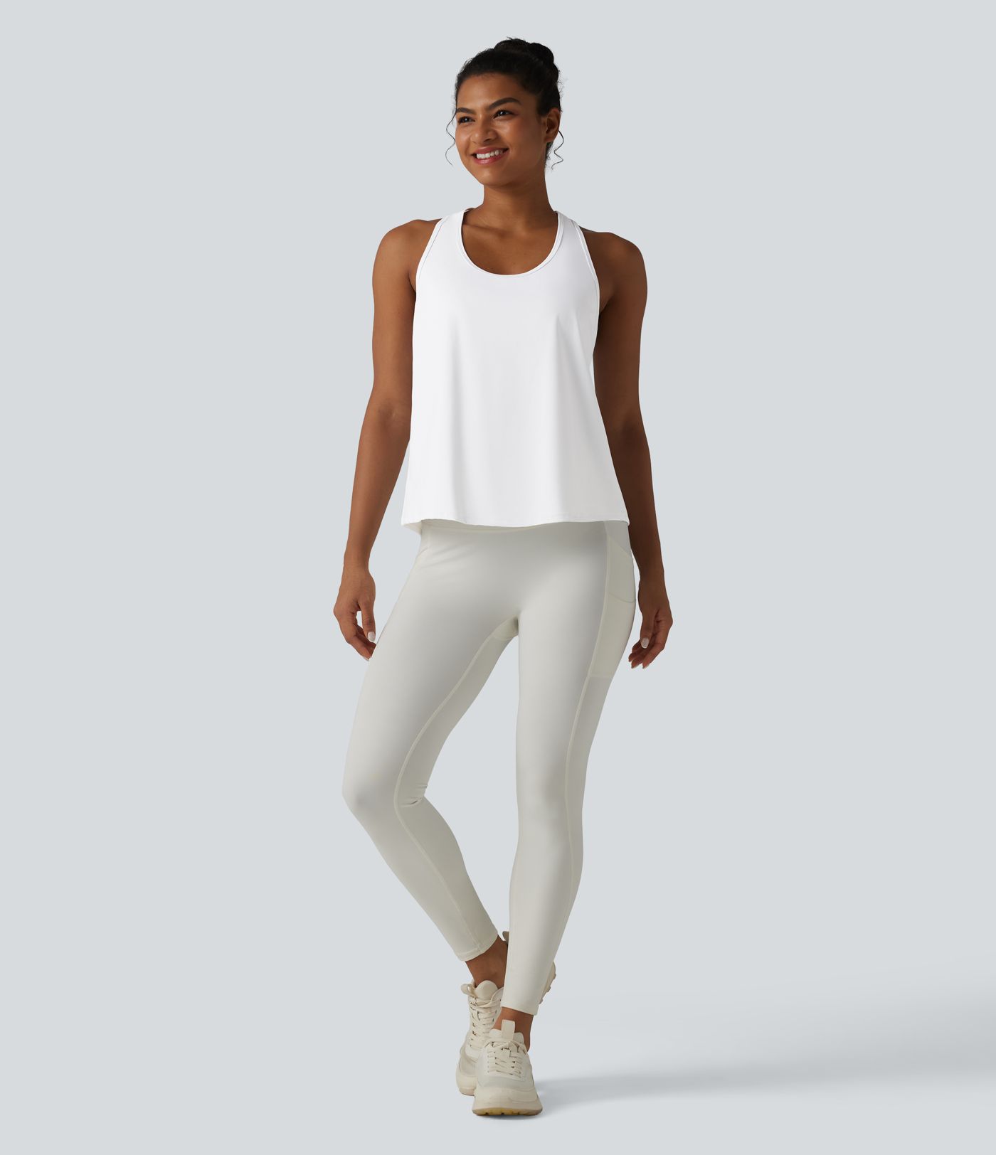 SoftlyZero™ Airy Racerback Contrast Lace Cool Touch Workout Tank Top-UPF50+