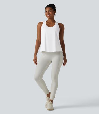 SoftlyZero™ Airy Racerback Contrast Lace Cool Touch Workout Tank Top-UPF50+