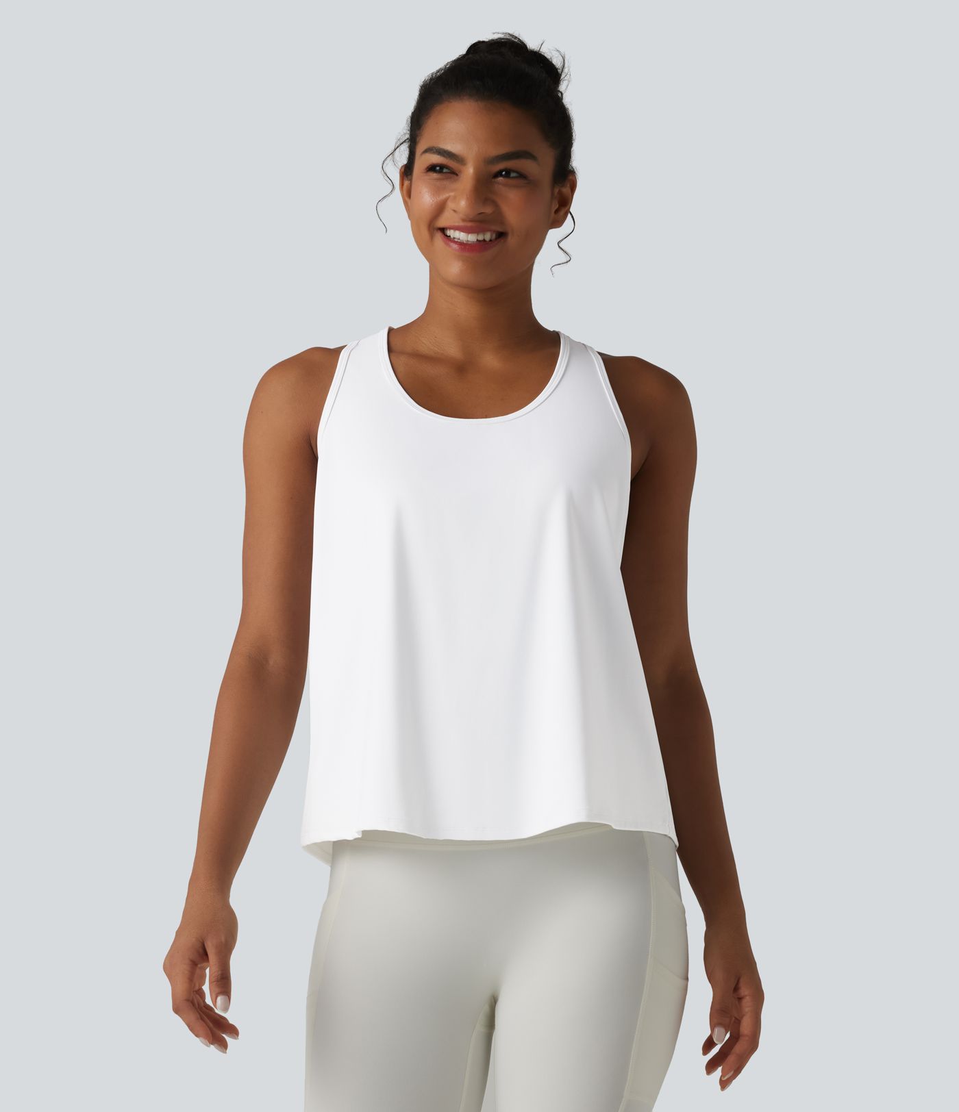 SoftlyZero™ Airy Racerback Contrast Lace Cool Touch Workout Tank Top-UPF50+