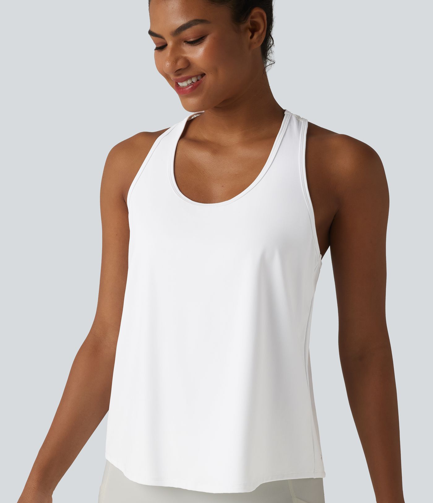 SoftlyZero™ Airy Racerback Contrast Lace Cool Touch Workout Tank Top-UPF50+