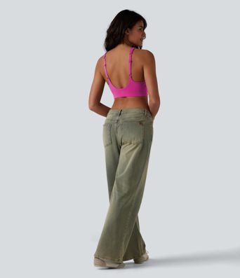 SoftlyZero™ Low Support Backless Adjustable Straps U-Neck Built-in Bra Yoga Sports Bra B-D Cups