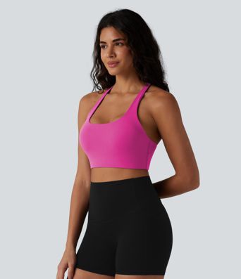 SoftlyZero™ Low Support Backless Adjustable Straps U-Neck Built-in Bra Yoga Sports Bra B-D Cups