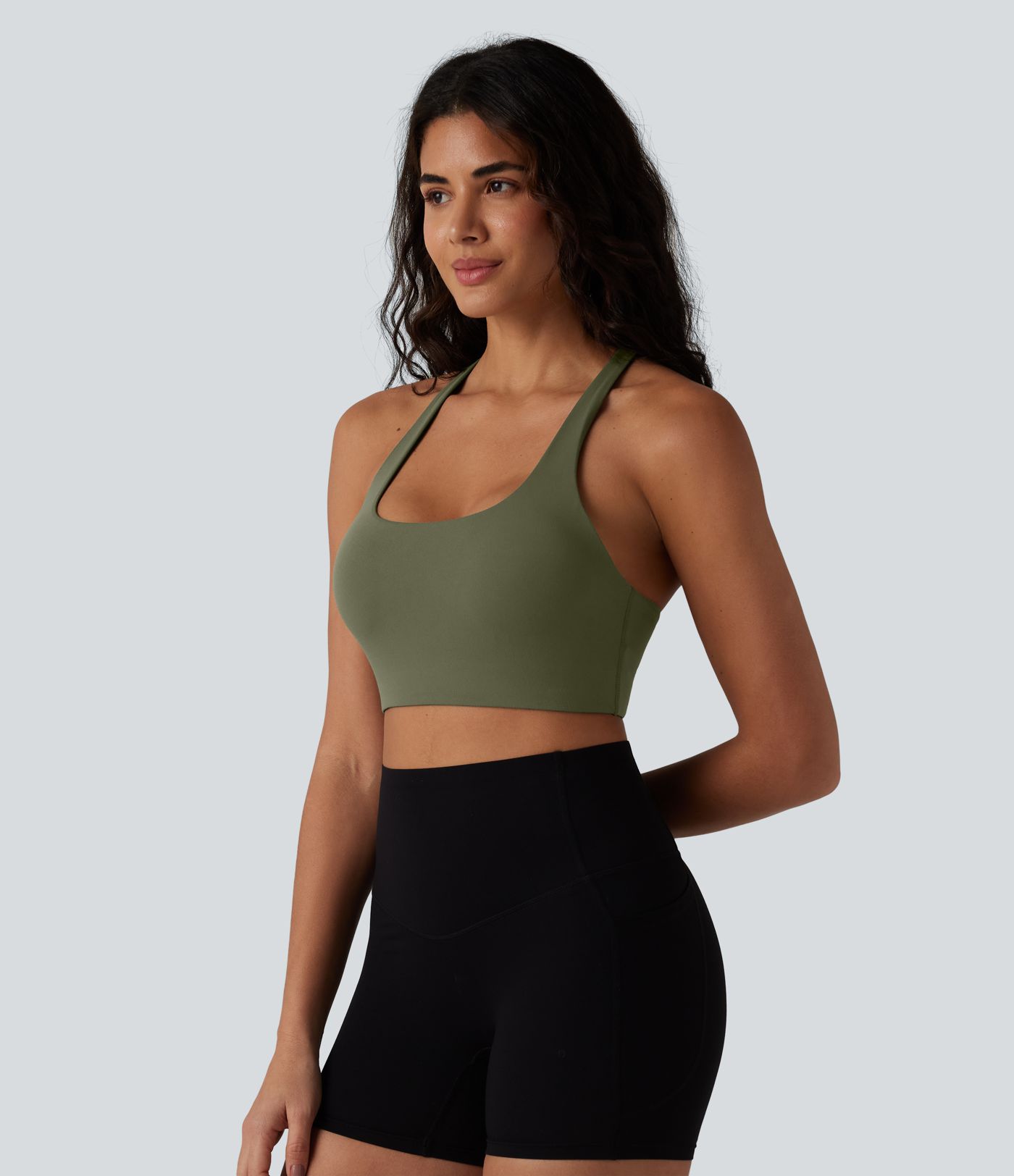 SoftlyZero™ Sport-BH mit leichtem Halt, rückenfrei, verstellbaren Trägern, U-Ausschnitt und integriertem BH für Yoga und Sport