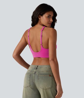 SoftlyZero™ Low Support Backless Adjustable Straps U-Neck Built-in Bra Yoga Sports Bra B-D Cups