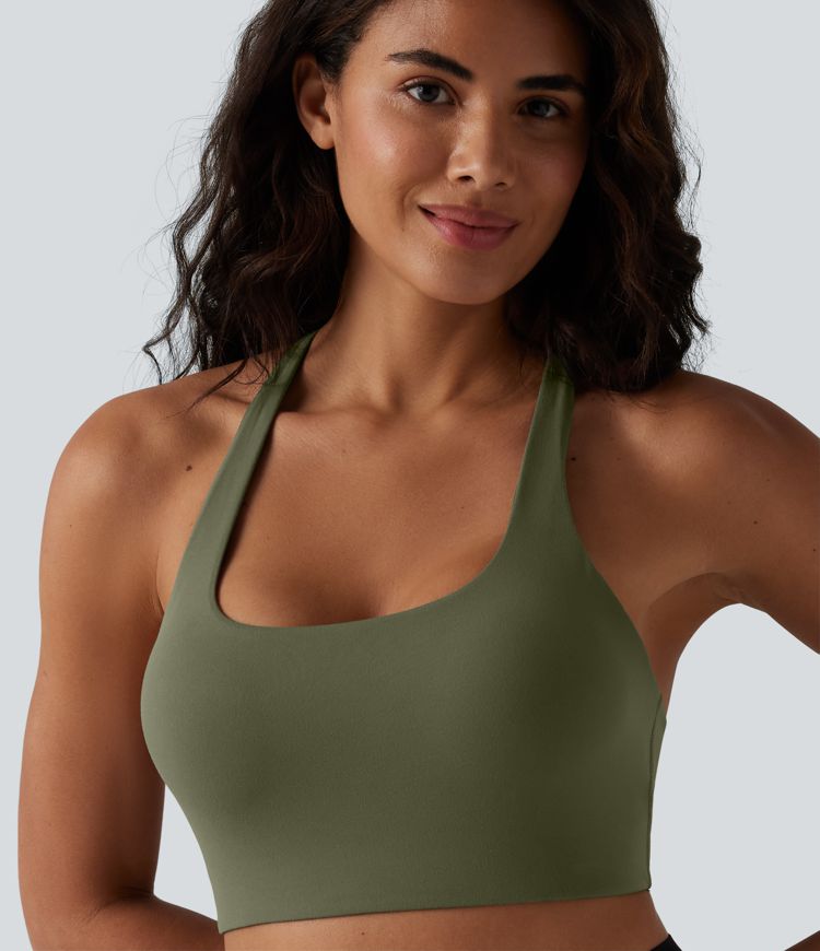 SoftlyZero™ Sport-BH mit leichtem Halt, rückenfrei, verstellbaren Trägern, U-Ausschnitt und integriertem BH für Yoga und Sport