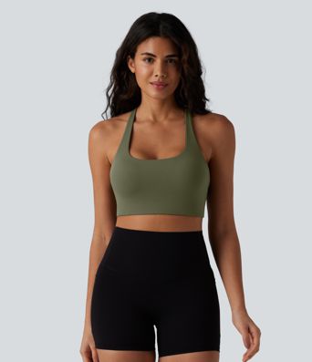 SoftlyZero™ Sport-BH mit leichtem Halt, rückenfrei, verstellbaren Trägern, U-Ausschnitt und integriertem BH für Yoga und Sport