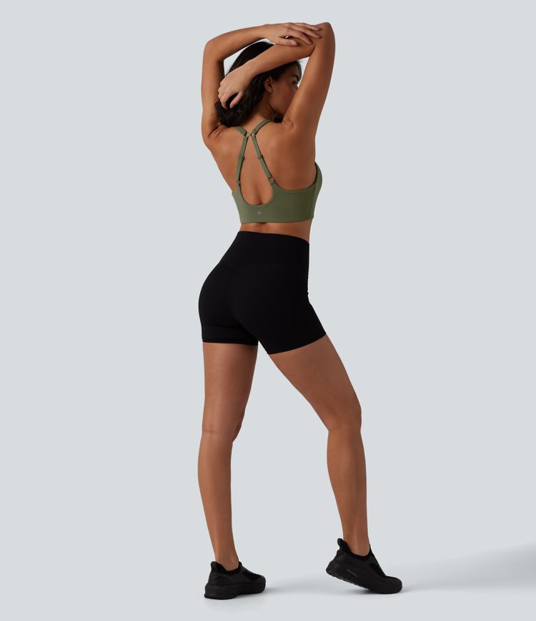 SoftlyZero™ Sport-BH mit leichtem Halt, rückenfrei, verstellbaren Trägern, U-Ausschnitt und integriertem BH für Yoga und Sport