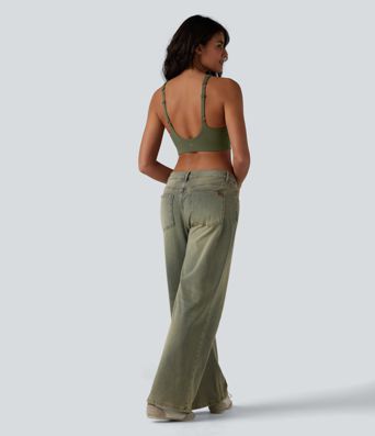 SoftlyZero™ Sport-BH mit leichtem Halt, rückenfrei, verstellbaren Trägern, U-Ausschnitt und integriertem BH für Yoga und Sport