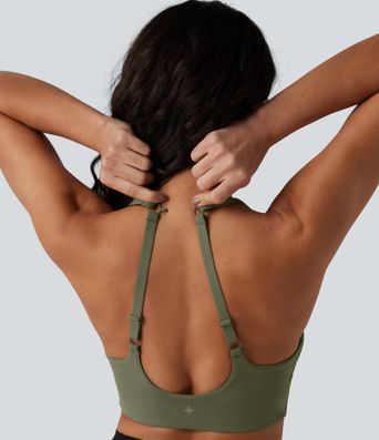 SoftlyZero™ Sport-BH mit leichtem Halt, rückenfrei, verstellbaren Trägern, U-Ausschnitt und integriertem BH für Yoga und Sport