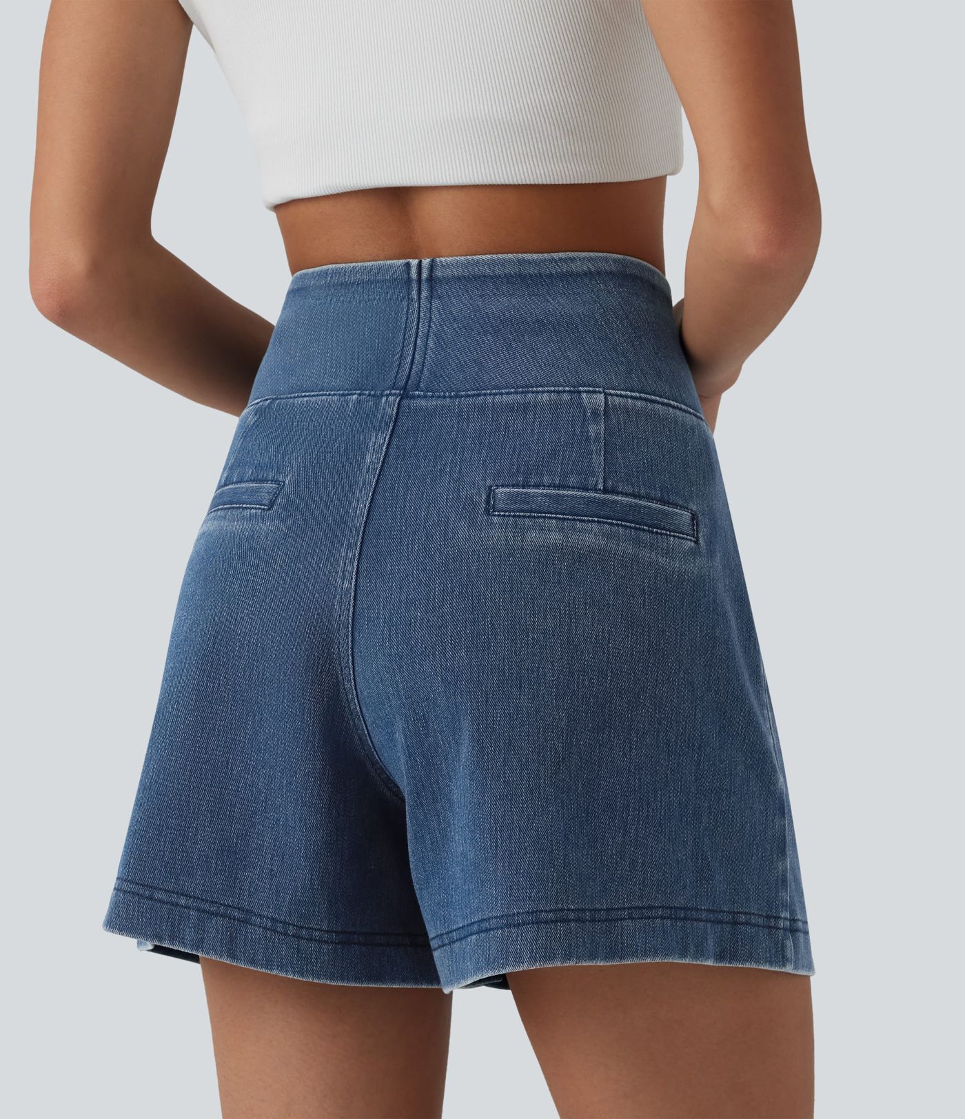 Halara Flex™ High Waisted Denim Casual Baggy Shorts with Pockets