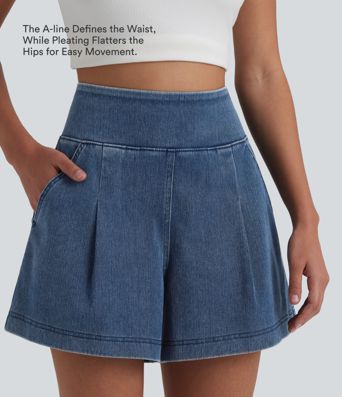 Halara Flex™ High Waisted Denim Casual Baggy Shorts with Pockets