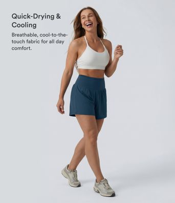 Softlyzero™ Airy High Waisted Tummy Control 2-in-1 Cool Touch Yoga Shorts 5'' with Pockets