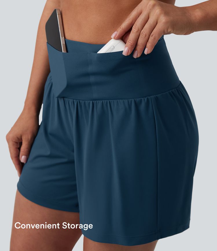 Softlyzero™ Airy High Waisted Tummy Control 2-in-1 Cool Touch Yoga Shorts 5'' with Pockets