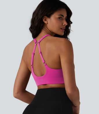 SoftlyZero™ Low Support Backless Adjustable Straps U-Neck Built-in Bra Yoga Sports Bra B-D Cups