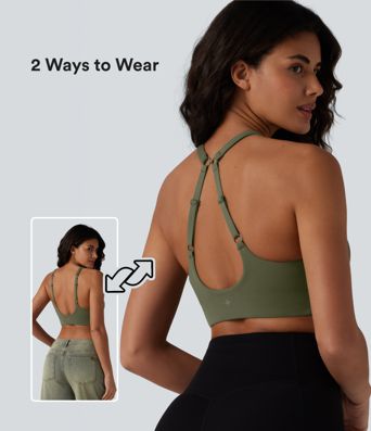 SoftlyZero™ Sport-BH mit leichtem Halt, rückenfrei, verstellbaren Trägern, U-Ausschnitt und integriertem BH für Yoga und Sport