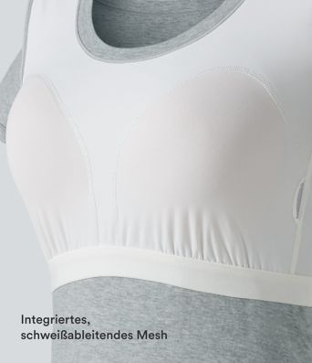 Halara Cotton Jersey - Lässiges T-Shirt mit Rundhalsausschnitt, kurzen Ärmeln und integriertem BH - B-DD Cups