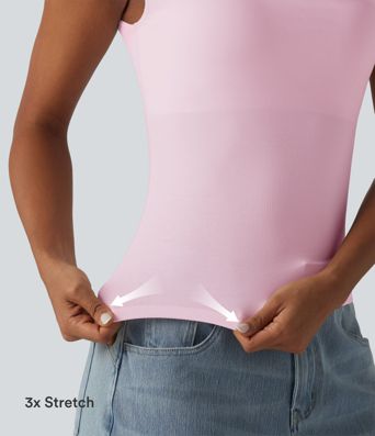 Halara Baumwolljersey-Top mit Wasserfallausschnitt, ärmellos, mit integriertem BH, lässig, Cup-Größen B-DD