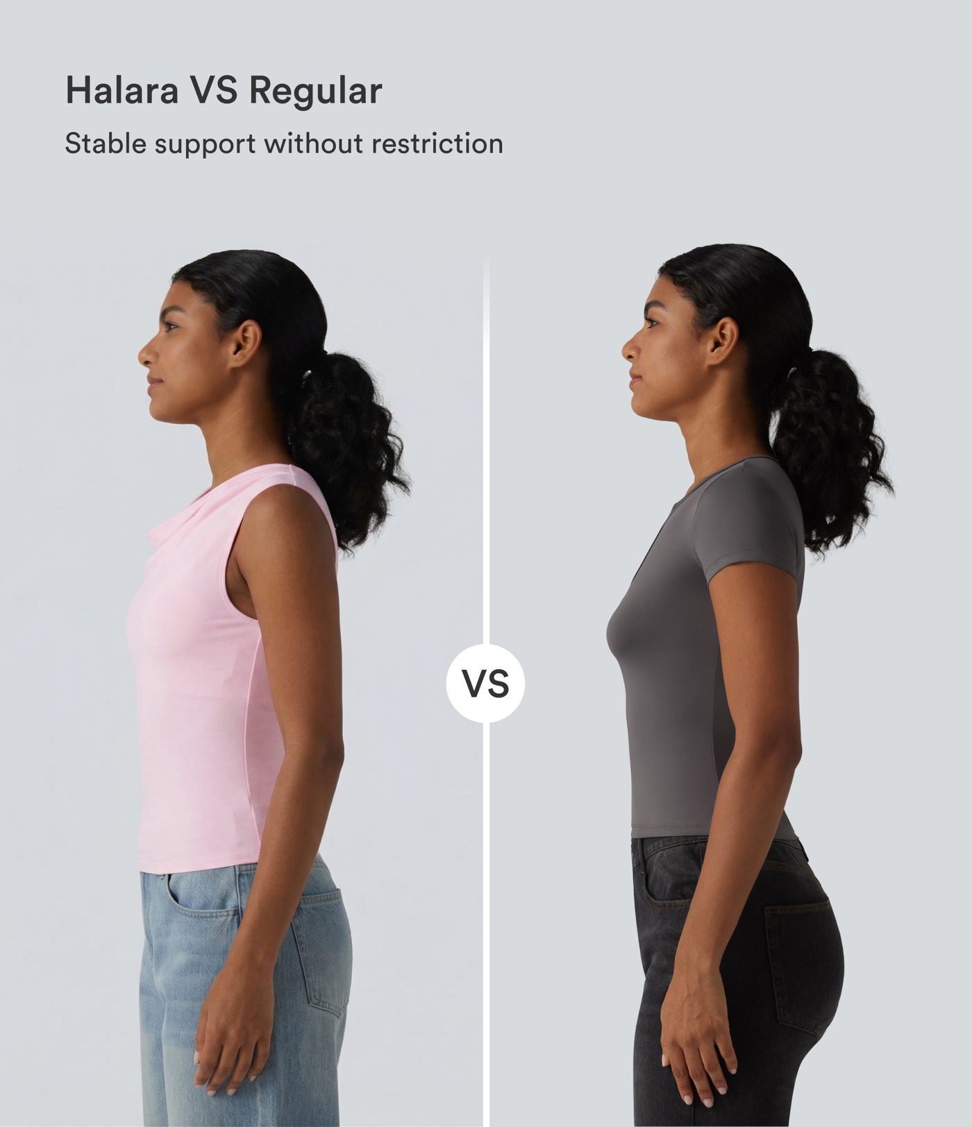 Halara Baumwolljersey-Top mit Wasserfallausschnitt, ärmellos, mit integriertem BH, lässig, Cup-Größen B-DD