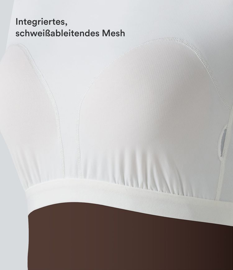 T-shirt décontracté en coton Halara, col en V, manches courtes et soutien-gorge intégré - Bonnets B à DD