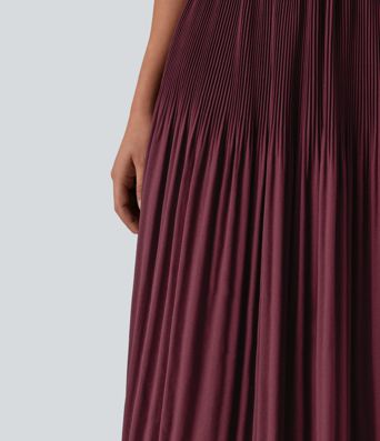 Jupe midi plissée taille haute décontractée