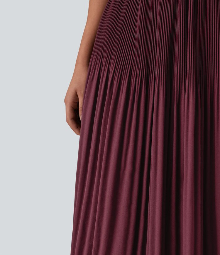 Jupe midi plissée taille haute décontractée