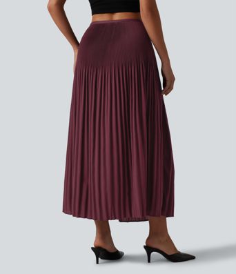 Jupe midi plissée taille haute décontractée