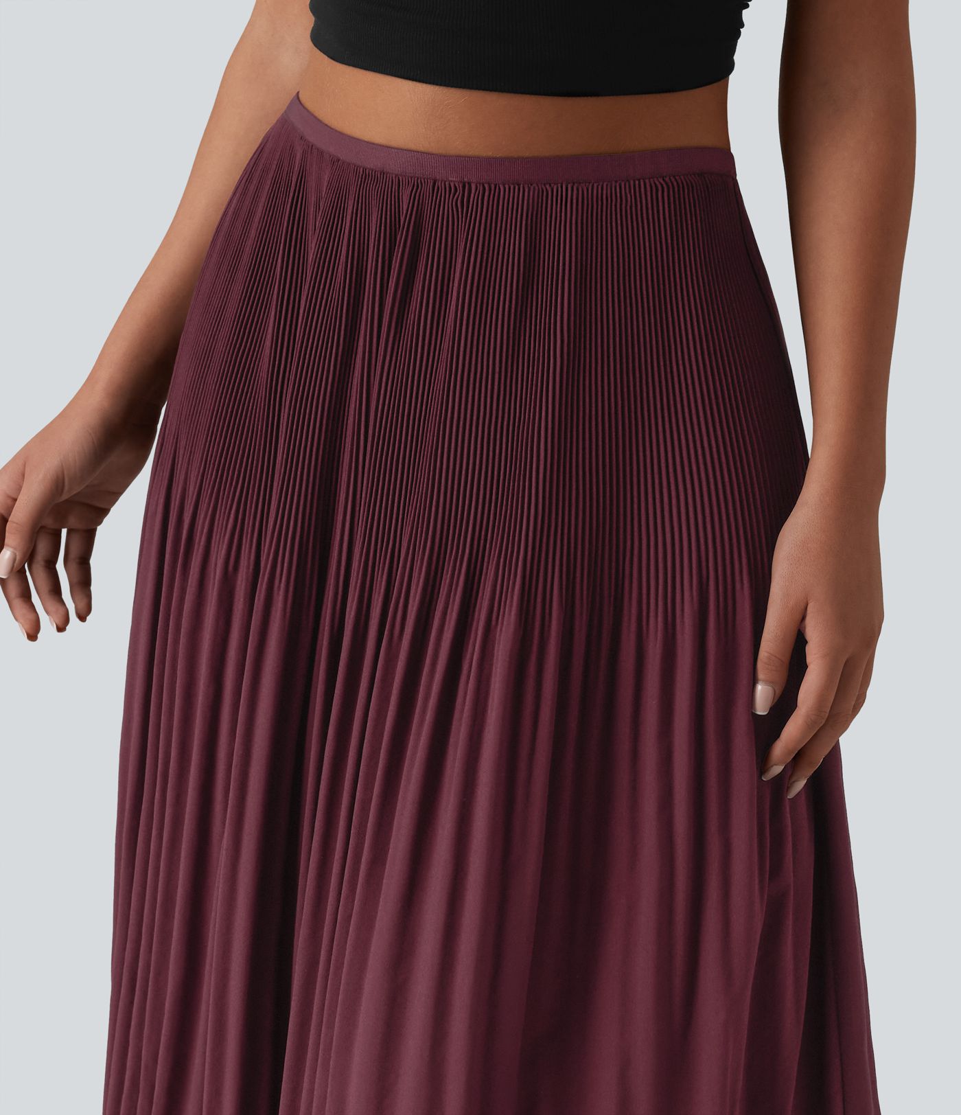 Jupe midi plissée taille haute décontractée