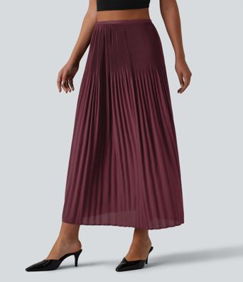 Jupe midi plissée taille haute décontractée