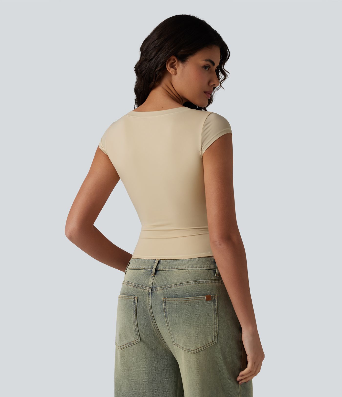 High Stretch Skin Friendly V-neck Short Sleeve Ultra-slim Casual T-Shirt