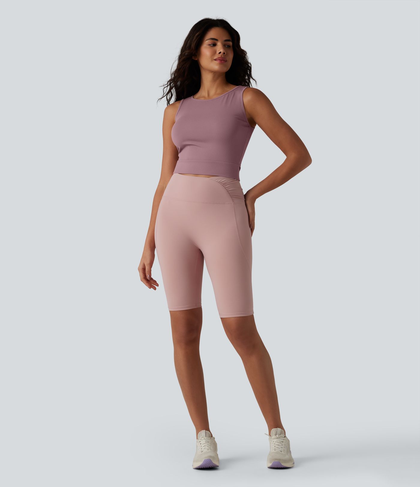Ribbed Knit Tie-back Cool Touch Anti-odor Yoga Tank Top-UPF40+